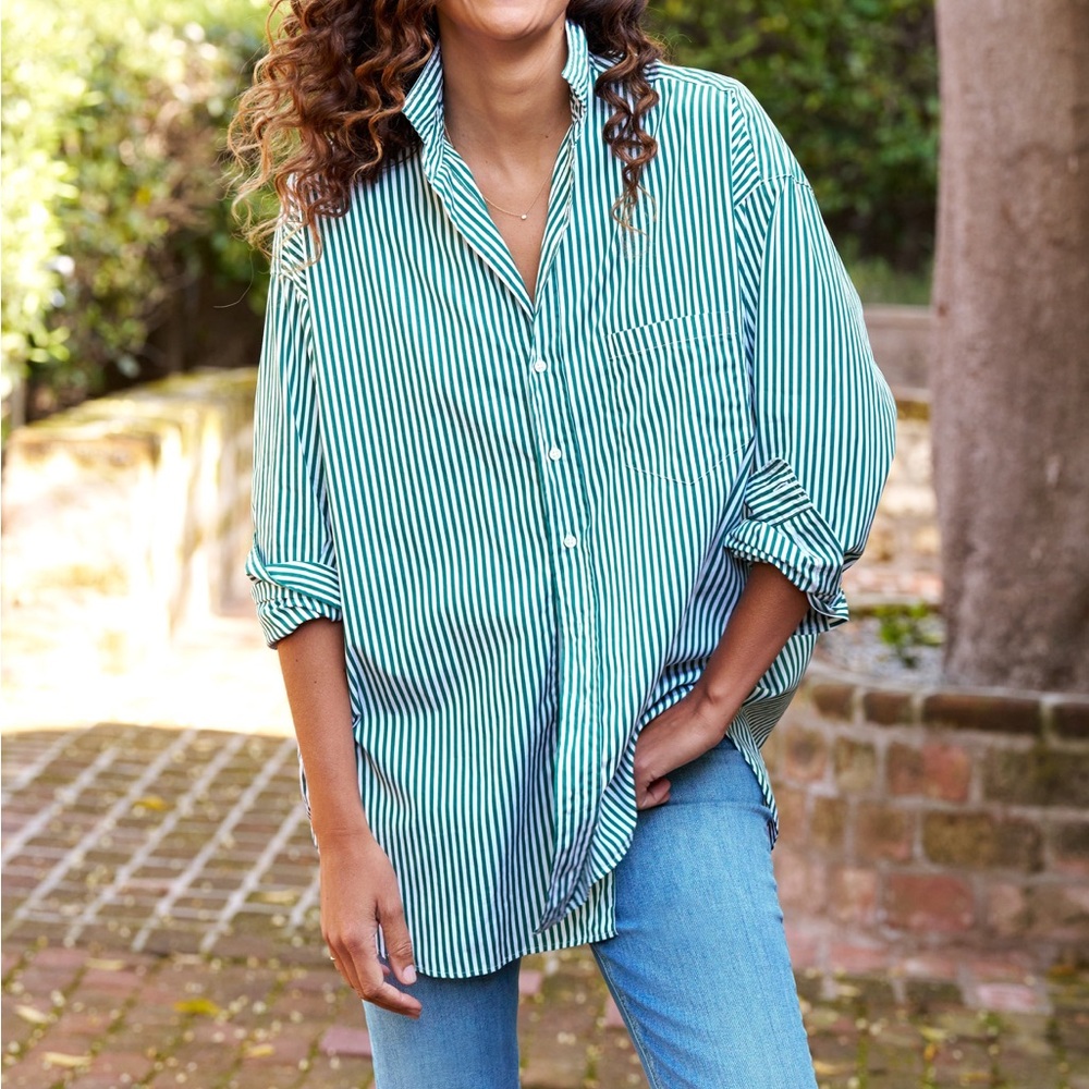 Frank & Eileen Green Striped Button Down Shirt